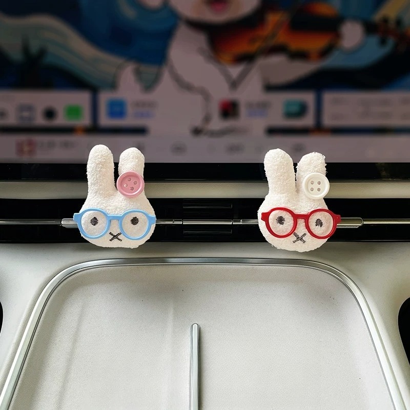 Car Accessories Perfume - 안경을 쓴 귀여운 토끼 자동차 에어벤트